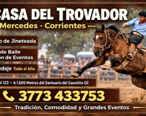 La Casa del Trovador: tradición, jineteada, baile y hospedaje en Mercedes, Corrientes