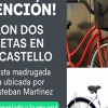 Robaron dos bicicletas en Barrio Castello y piden ayuda para recuperarlas
