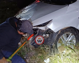Fuerte choque en Ruta 123 cerca de Itá Caabó: un auto impactó contra un chancho salvaje