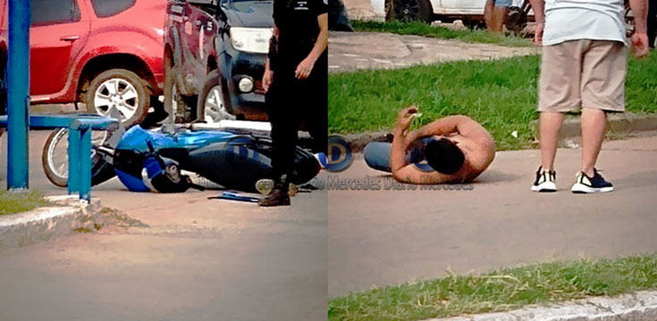 Violento choque entre una moto y un auto en Avenida Lavalle